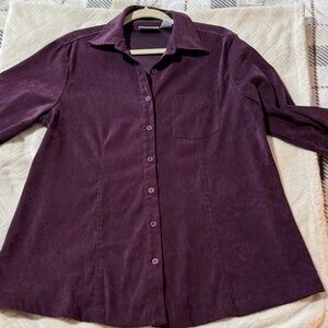 Plum Button-Up Collared Shirt